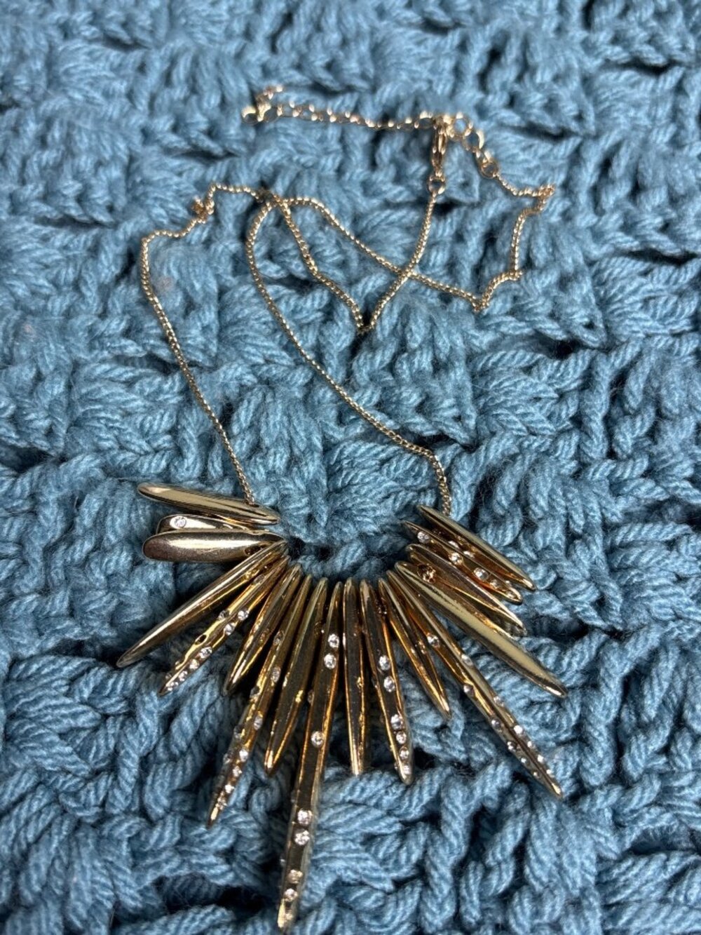 Goldtone Clear Rhinestone Slider Beaded Chain Necklace Statement 19 - 21 inches